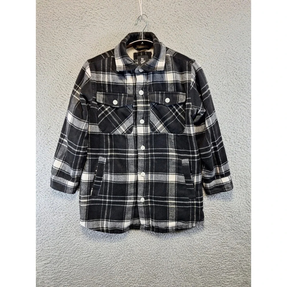 Art‎ Class Shacket Boys S Black White Plaid Lined Flannel Shirt Jacket Cozy